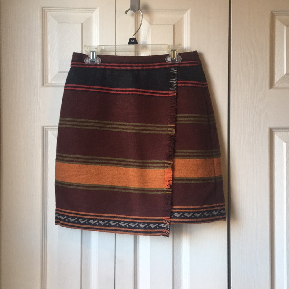 FINAL PRICE! LOFT Stripe Wrap Skirt with Fringe